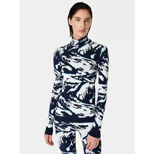 New Sweaty Betty Peaks Half Zip  Ski Base Layer Top Shirt Size Medium